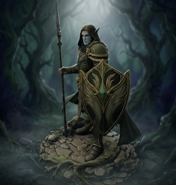Bloodbound Realms – Elf – Spear Warden Sentinel (Mô hình 3D STL Dark Fantasy) - Image 2