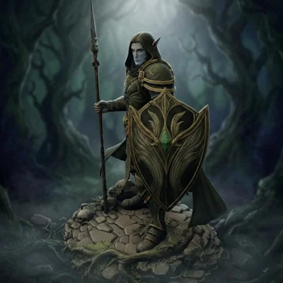 Bloodbound Realms – Elf – Spear Warden Sentinel (Mô hình 3D STL Dark Fantasy)