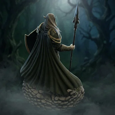 Bloodbound Realms – Elf – Spear Warden Sentinel (Mô hình 3D STL Dark Fantasy)
