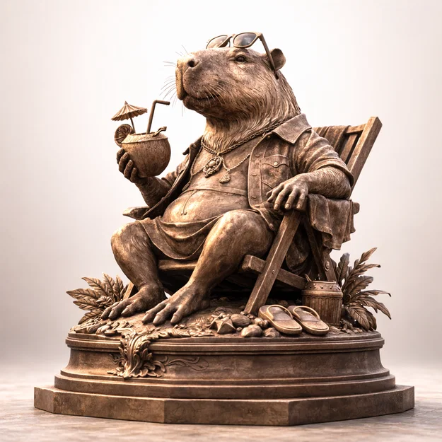 Tượng Capybara Nghỉ Dưỡng Thư Giãn In 3D Độc Đáo - Image 1