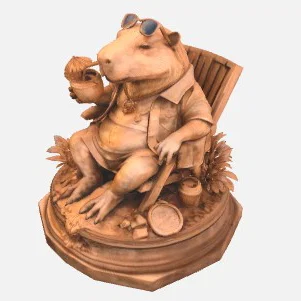 Tượng Capybara Nghỉ Dưỡng Thư Giãn In 3D Độc Đáo