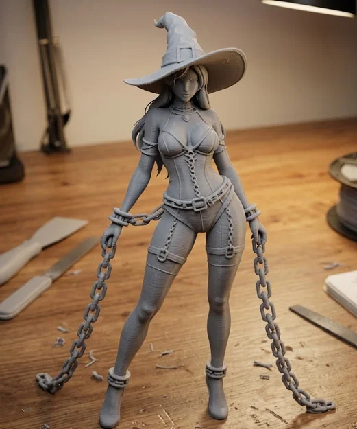 Mô hình phù thủy quyến rũ bị xiềng xích (Sexy Witch in Chains) STL - Image 1