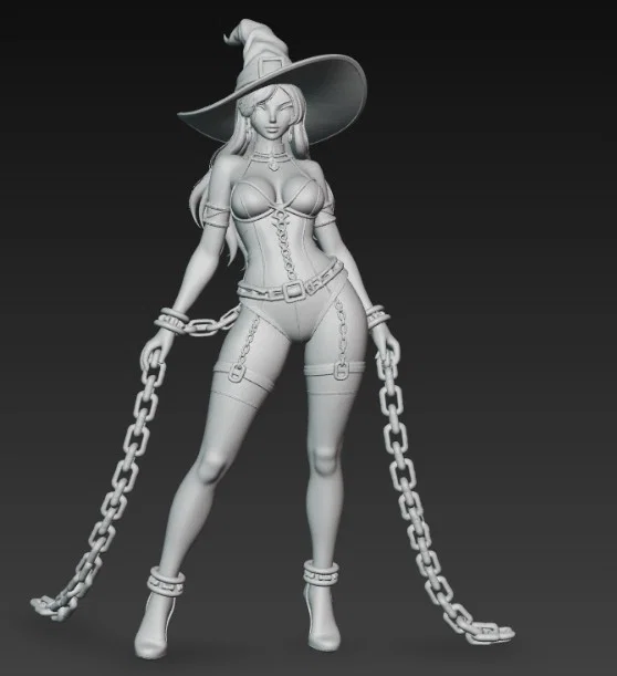 Mô hình phù thủy quyến rũ bị xiềng xích (Sexy Witch in Chains) STL - Image 3