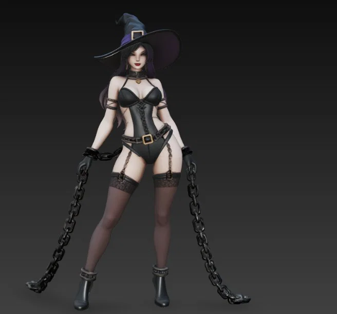 Mô hình phù thủy quyến rũ bị xiềng xích (Sexy Witch in Chains) STL - Image 4