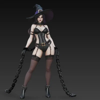 Mô hình phù thủy quyến rũ bị xiềng xích (Sexy Witch in Chains) STL