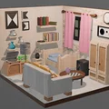 Mô hình phòng ngủ hiện đại (Room with Modern aesthetic) 3D Printing - Thumbnail 1