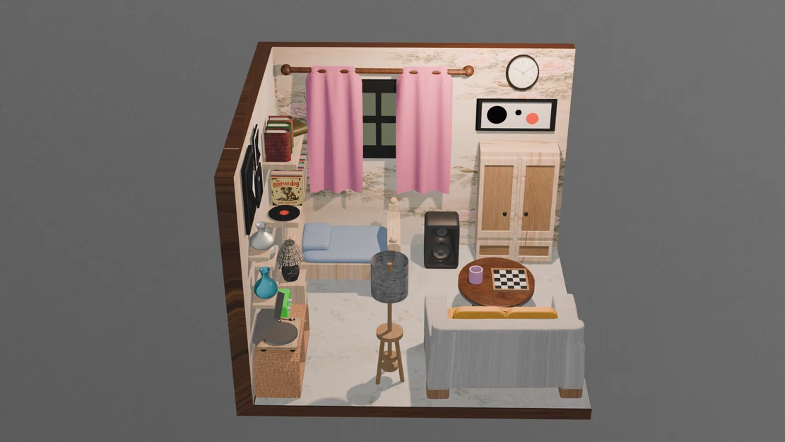 Mô hình phòng ngủ hiện đại (Room with Modern aesthetic) 3D Printing - Image 3