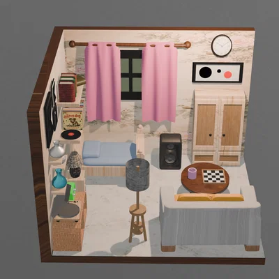 Mô hình phòng ngủ hiện đại (Room with Modern aesthetic) 3D Printing