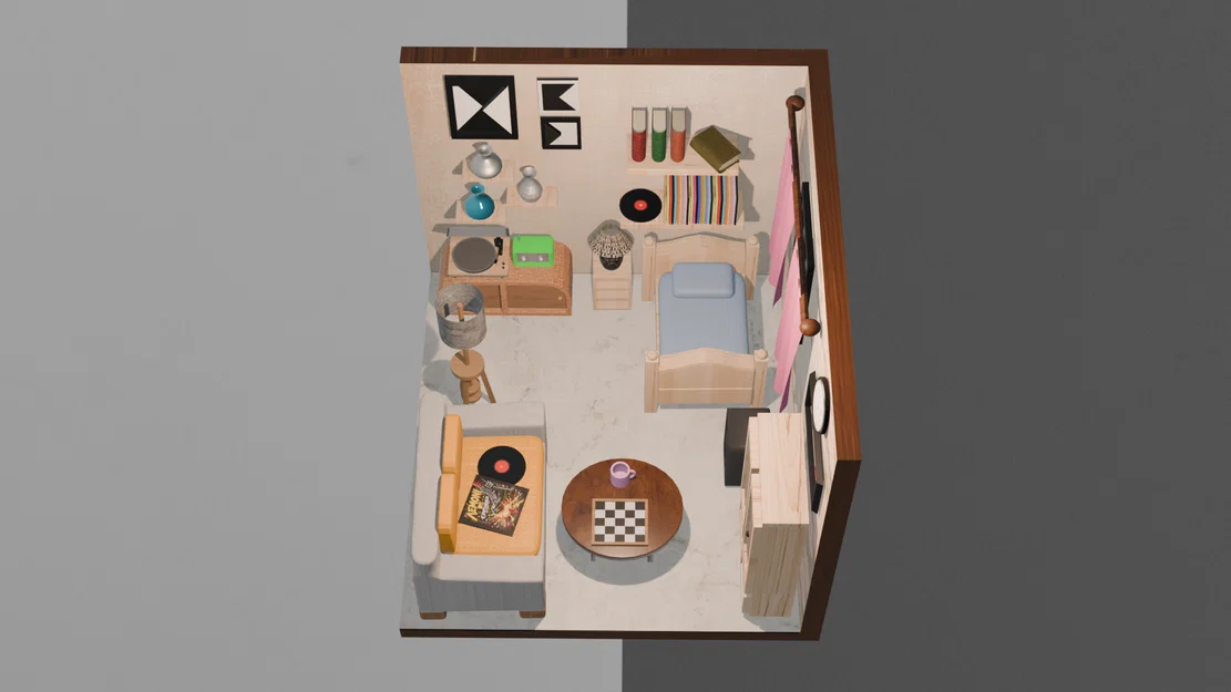 Mô hình phòng ngủ hiện đại (Room with Modern aesthetic) 3D Printing - Image 4