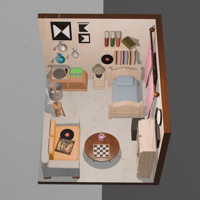 Mô hình phòng ngủ hiện đại (Room with Modern aesthetic) 3D Printing