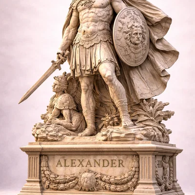 Mô hình tượng 3D Alexander Đại Đế chi tiết cao để bàn