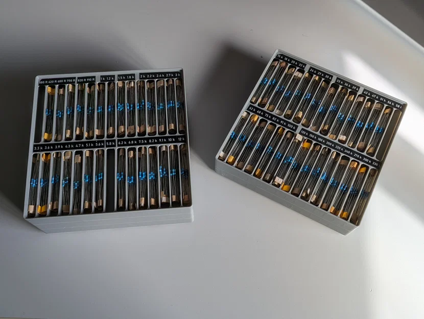 Khay Gridfinity 4x4x3 xếp chồng đựng điện trở chân cắm - Image 2