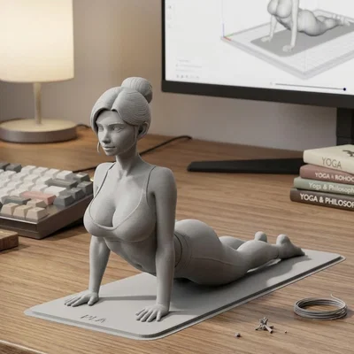 Mô hình 3D cô gái Yoga tư thế rắn hổ mang Bhujangasana cực đẹp