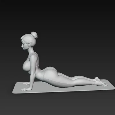 Mô hình 3D cô gái Yoga tư thế rắn hổ mang Bhujangasana cực đẹp
