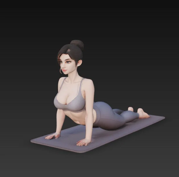 Mô hình 3D cô gái Yoga tư thế rắn hổ mang Bhujangasana cực đẹp - Image 3