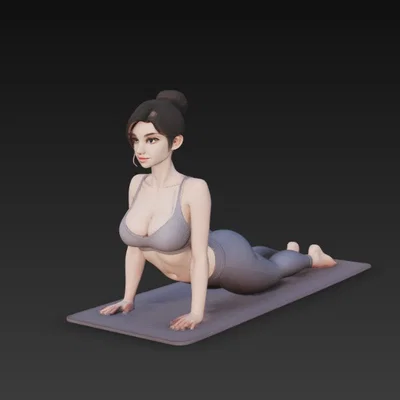 Mô hình 3D cô gái Yoga tư thế rắn hổ mang Bhujangasana cực đẹp