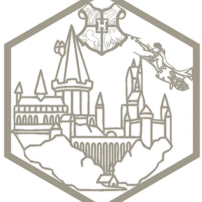 Trang trí treo tường hình lục giác chủ đề Harry Potter Hogwarts