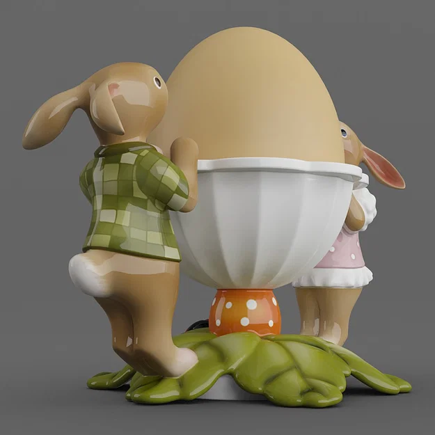 Ly đựng trứng hình cặp thỏ và lá 07 - Image 3