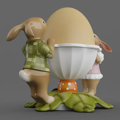 Ly đựng trứng hình cặp thỏ và lá 07