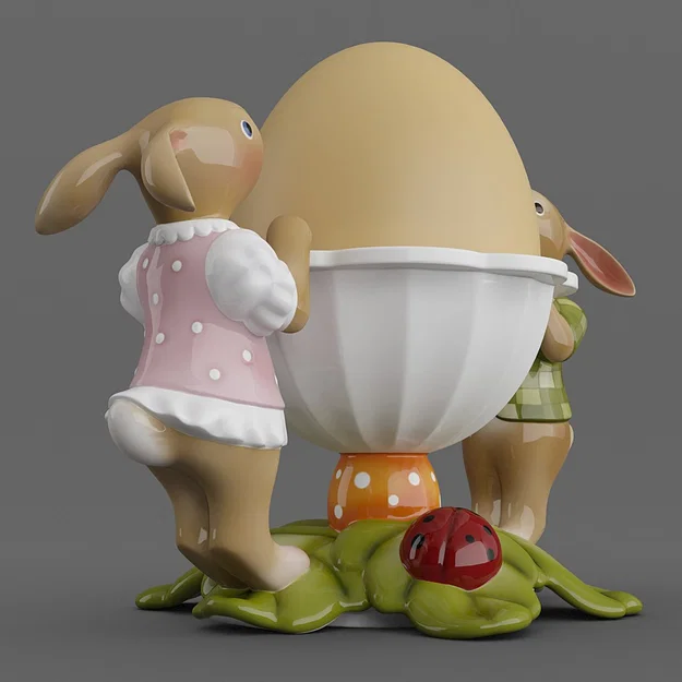 Ly đựng trứng hình cặp thỏ và lá 07 - Image 4