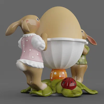 Ly đựng trứng hình cặp thỏ và lá 07