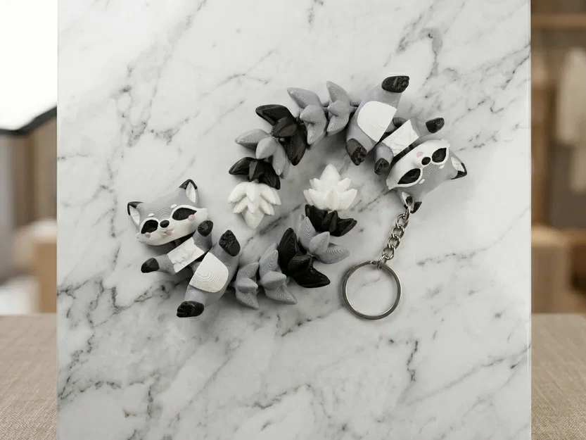 Gấu Mèo Flexi Dễ Thương - Đồ Chơi Khớp Nối / Móc Khóa - Image 10