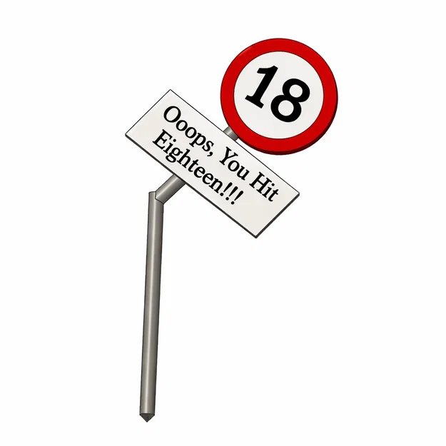 Biển báo trang trí bánh sinh nhật 18 tuổi độc đáo in 3D - Image 1