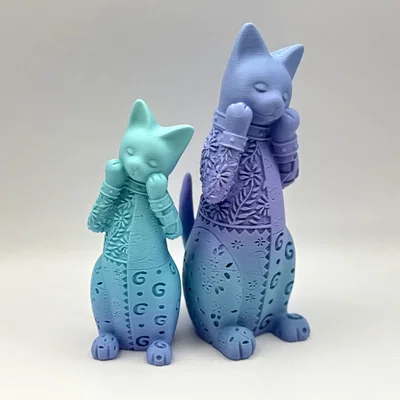Tượng mèo trang trí nghệ thuật - Mẫu in 3D họa tiết tỉ mỉ