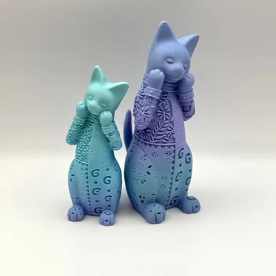 Tượng mèo trang trí nghệ thuật - Mẫu in 3D họa tiết tỉ mỉ