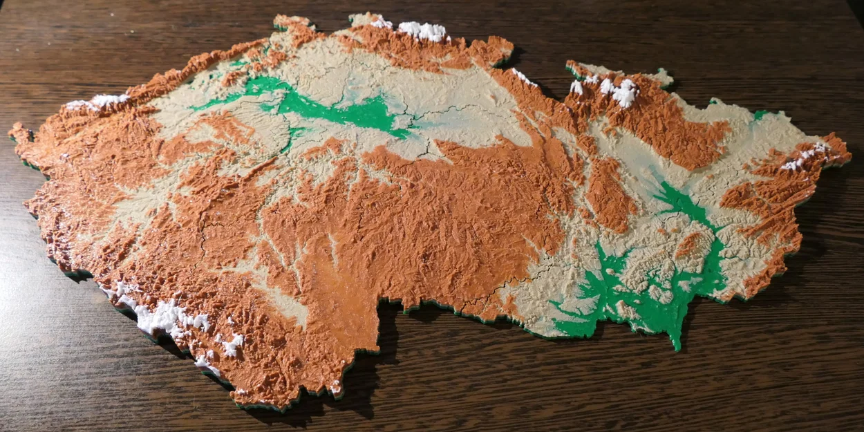 Bản đồ nổi 3D Cộng hòa Séc chia theo khu vực - Image 1