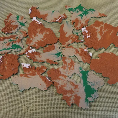 Bản đồ nổi 3D Cộng hòa Séc chia theo khu vực