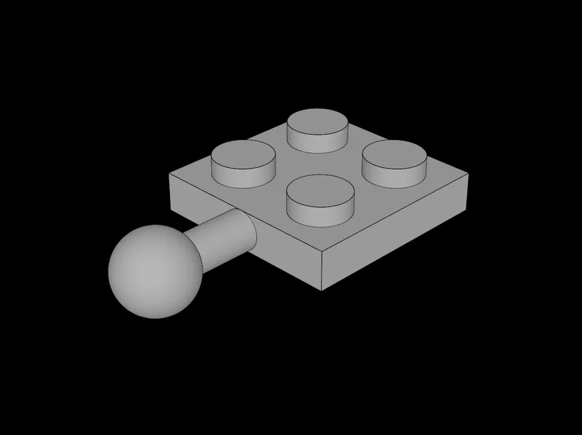 Miếng ghép Lego Plate 2x2 với đầu khớp nối (Towball) in 3D - Image 1