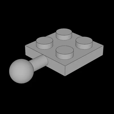 Miếng ghép Lego Plate 2x2 với đầu khớp nối (Towball) in 3D