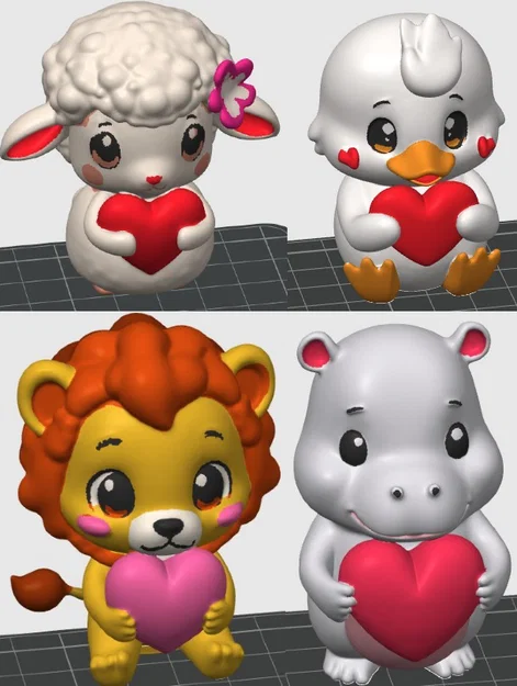 Bộ sưu tập tượng thú cưng ôm trái tim - Trang trí Valentine - Image 1