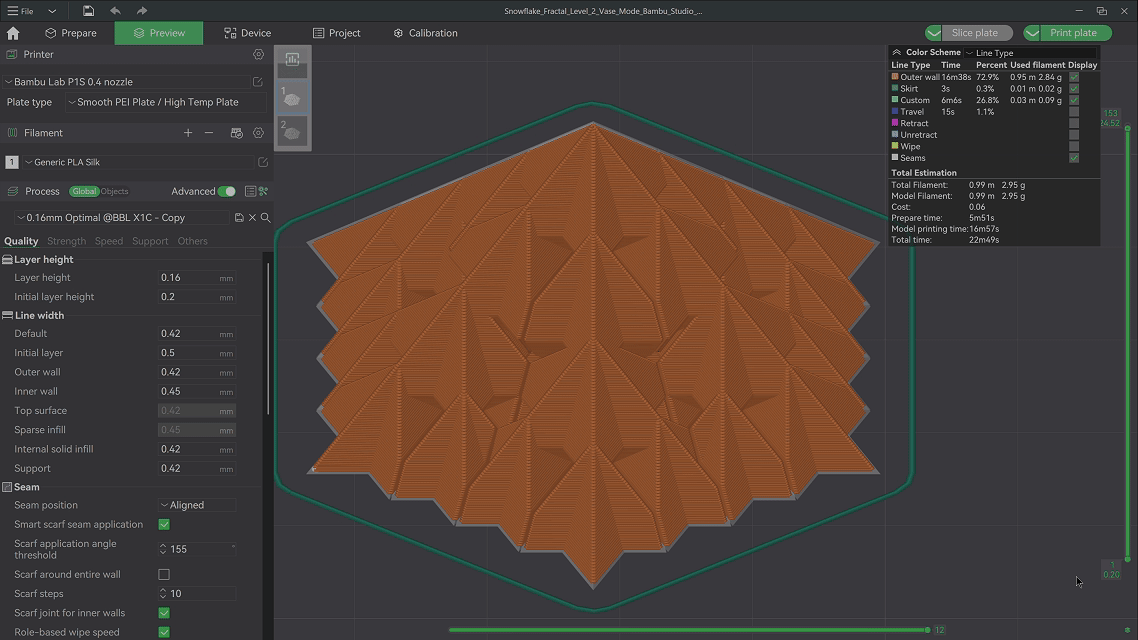 Kim tự tháp Fractal Sierpiński Snowflake - Cấp độ 2 (Chế độ Vase Mode) - Image 9