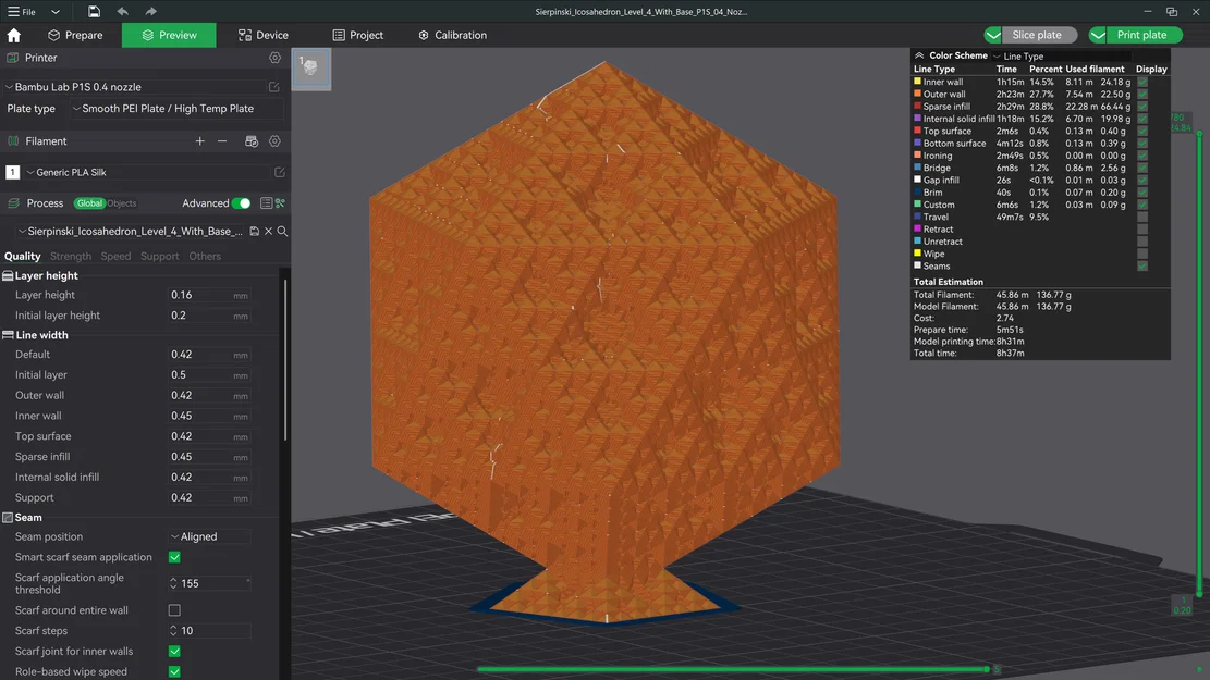 Tác phẩm điêu khắc Fractal Sierpiński Icosahedron - Bậc 4 (Kèm đế - Không cần support!) - Image 7