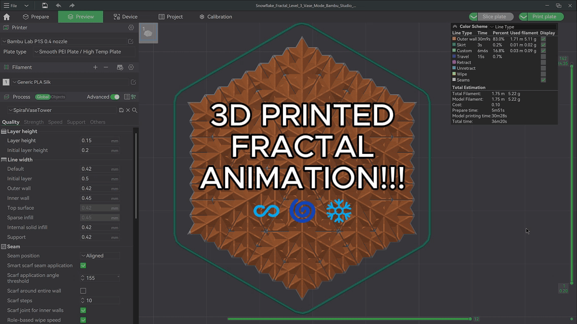Kim tự tháp Fractal Sierpiński Snowflake - Cấp độ 3 (Vase Mode) - Thumbnail 2