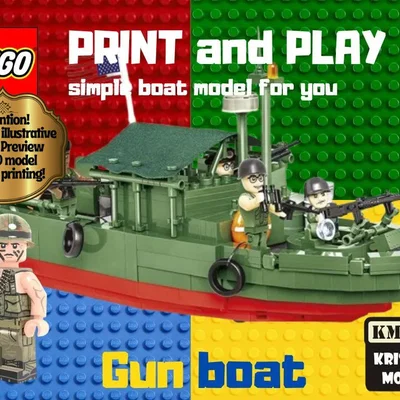 Mô hình tàu tuần tra Gunboat phong cách LEGO - Tự in tại nhà
