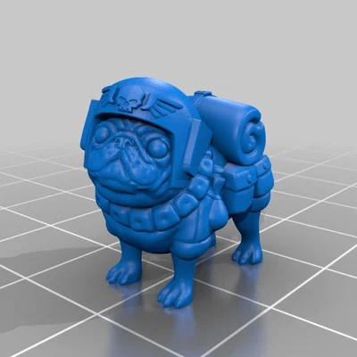 Mô hình 3D chú chó Pug quân đội đáng yêu - In 3D sáng tạo
