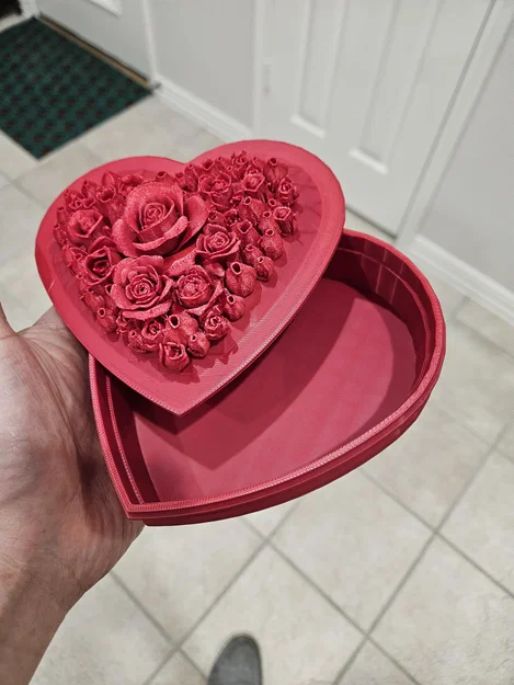Mẫu in 3D hộp quà trái tim hoa hồng lãng mạn cho ngày Valentine - Image 2