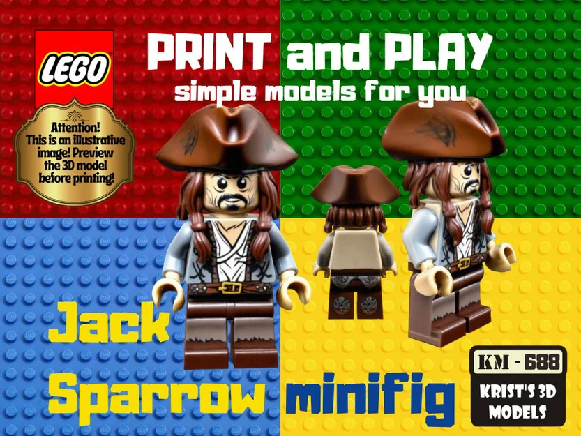 Mô hình 3D nhân vật Jack Sparrow phong cách LEGO ấn tượng - Image 1