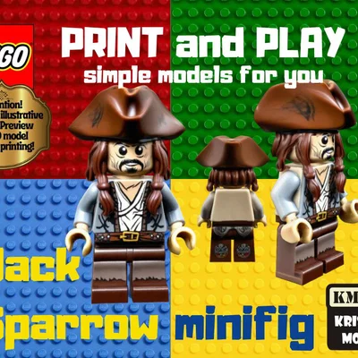 Mô hình 3D nhân vật Jack Sparrow phong cách LEGO ấn tượng