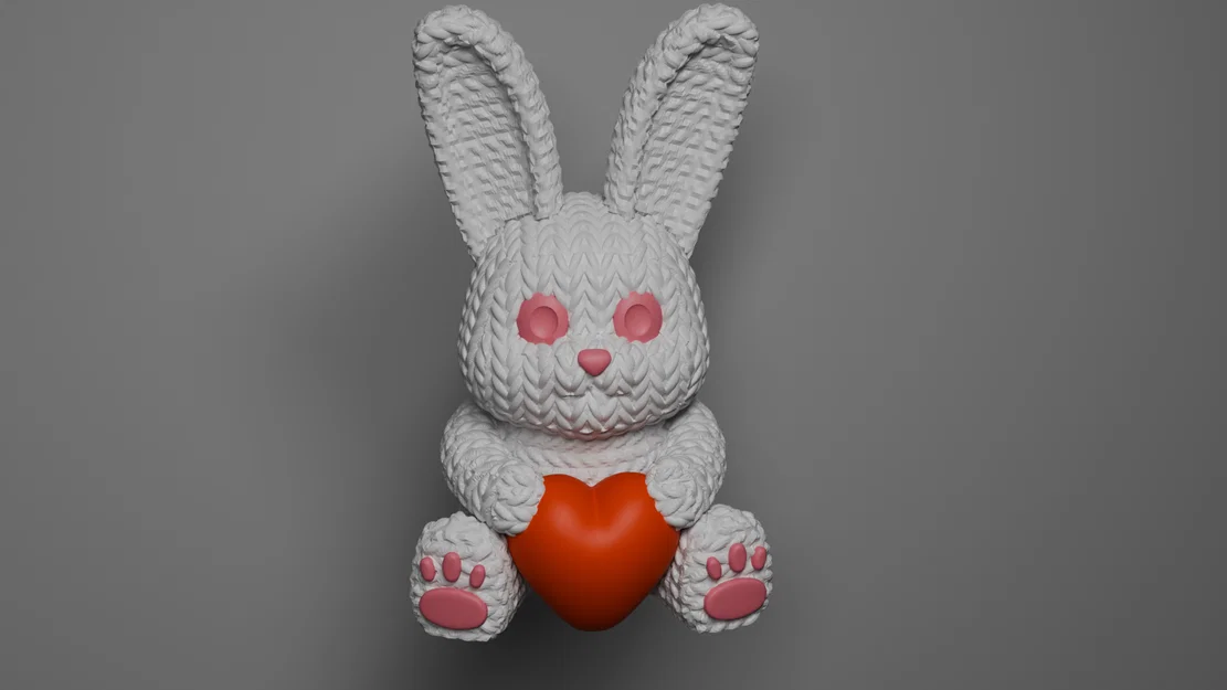 Mô hình in 3D chú thỏ đan len ôm trái tim dễ thương làm quà tặng - Image 3