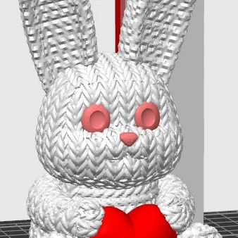 Mô hình in 3D chú thỏ đan len ôm trái tim dễ thương làm quà tặng