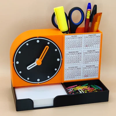 Khay Đựng Đồ Để Bàn Tích Hợp Đồng Hồ và Lịch