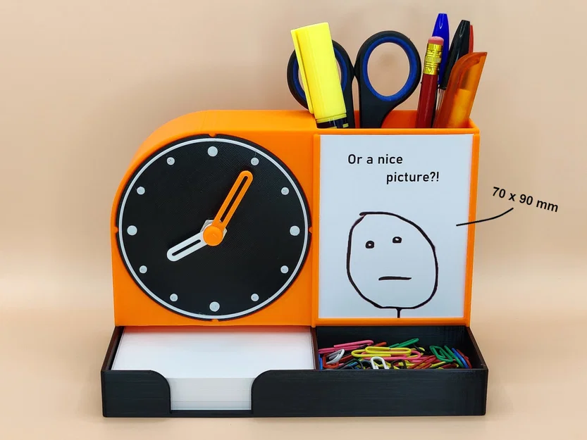 Khay Đựng Đồ Để Bàn Tích Hợp Đồng Hồ và Lịch - Image 2