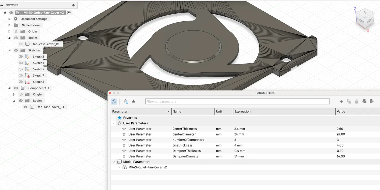 Nắp Quạt Chống Ồn Cho MK4S - Giảm Cộng Hưởng Trục X - Mô hình tham số - Image 5