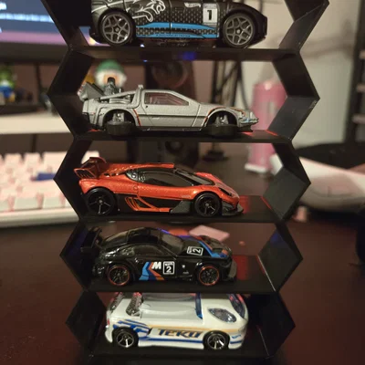 Kệ trưng bày Hot Wheels 5 ngăn hình lục giác in 3D tinh tế
