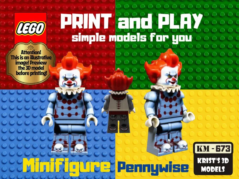 Mô hình in 3D LEGO Pennywise Minifig cực chất cho người hâm mộ - Image 1