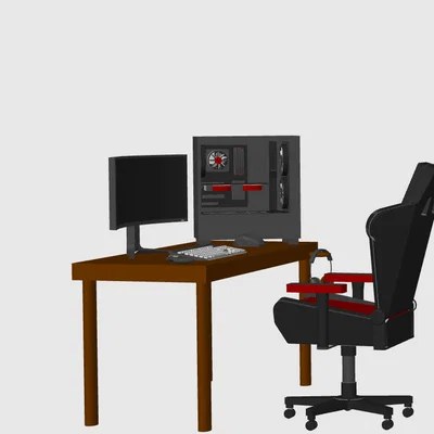 Mô hình bàn máy tính gaming Mini Gaming Setup in 3D cực chi tiết